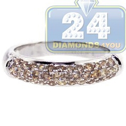 14K White Gold 1.02 ct Champagne Diamond Womens Ring Band