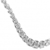 Womens Diamond Halo Graduated Tennis Necklace 18K White Gold
