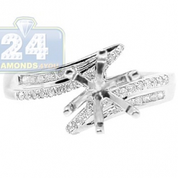 14K White Gold 0.20 ct Diamond Bypass Engagement Ring Setting
