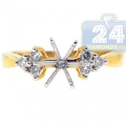 14K Yellow Gold 6 Stone Diamond Engagement Ring Setting