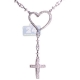 14K White Gold 4.39 ct Diamond Heart Womens Rosary Necklace