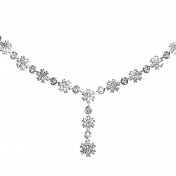 18K White Gold 3.03 ct Diamond Cluster Womens Y Shape Necklace