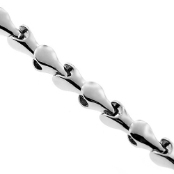 Solid 14K White Gold Bullet Bead Link Mens Chain 4 mm