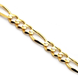 Solid 14K Yellow Gold Figaro Link Mens Chain 12 mm