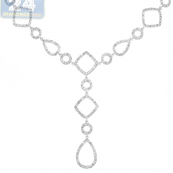 14K White Gold 2.45 ct Diamond Geometric Womens Lariat Necklace