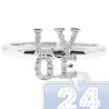 14K White Gold 0.12 ct Diamond LOVE Sign Womens Ring