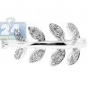 14K White Gold 0.16 ct Diamond Leaf Patterned Womens Ring