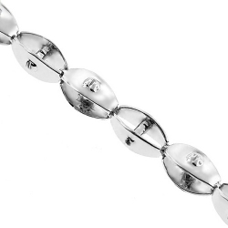 Solid 14K White Gold Open Oval Link Mens Chain 5 mm
