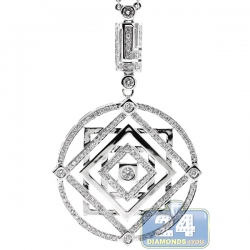 14K White Gold 1.66 ct Diamond Layered Freedom Pendant Necklace