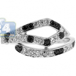 14K White Gold 0.62 ct Mixed Black Diamond Zebra Womens Ring