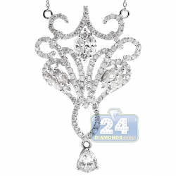 14K White Gold 2.41 ct Diamond Chandelier Pendant Necklace