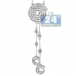 14K White Gold 2.50 ct Diamond Evil Eye Womens Lariat Necklace
