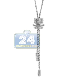14K White Gold 1.09 ct Diamond Adjustable Slider Lariat Necklace