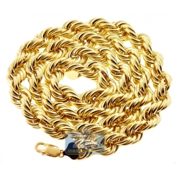 Italian 10K Yellow Gold Hollow Rope Mens Chain 12 mm