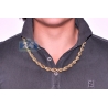 Italian 10K Yellow Gold Hollow Rope Mens Chain Necklace 12 mm