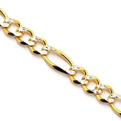 Solid 14K Yellow Gold Figaro Diamond Cut Mens Chain 8 mm