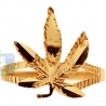10K Yellow Gold Marijuana Leaf Womens Ring