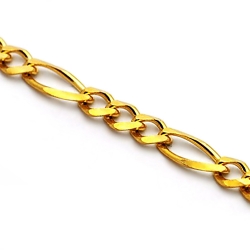 14K Yellow Gold Hollow Figaro Link Mens Chain 4 mm