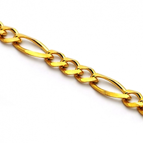 Real 14K Yellow Gold Hollow Figaro Link Mens Chain 4 mm
