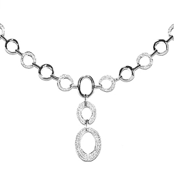 14K White Gold 1.60 ct Diamond Open Link Womens Lariat Necklace