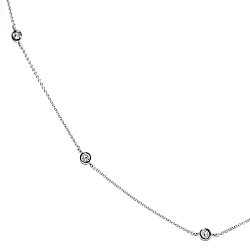 14K White Gold 1.10 ct Diamonds by the Yard Necklace 24 Inches