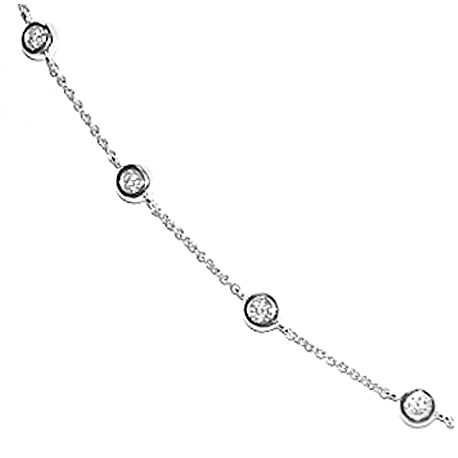 Womens Diamonds by the Yard Station Necklace 14K White Gold 20"