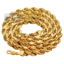 Italian 10K Yellow Gold Hollow Rope Mens Chain 5 mm