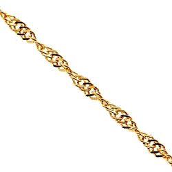 Solid 14K Yellow Gold Singapore Rope Womens Chain 2.5 mm