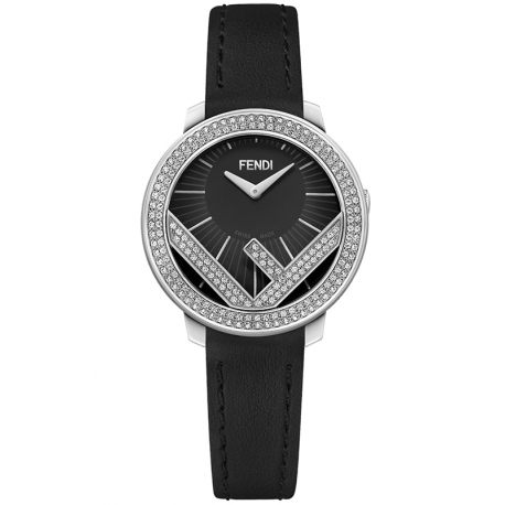 F710021011B0 Fendi Run Away 28mm Full Diamond Black Watch