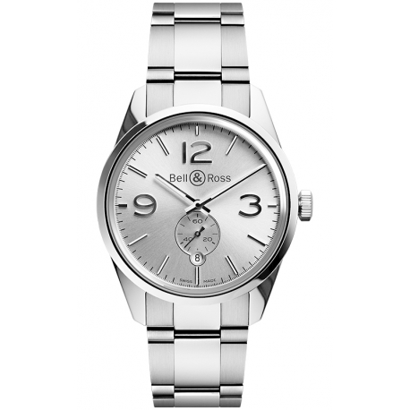 BRG123-WH-ST/SST Bell & Ross Vintage BR 123 Officer Silver Watch