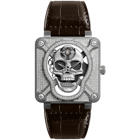 BR01-SKULL-SK-FLD Bell & Ross Laughing Skull Full Diamond Watch