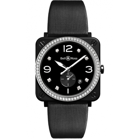 BRS-BL-CES-LGD/SSA Bell & Ross BR S Quartz Black Ceramic Diamonds Satin 39 mm Watch
