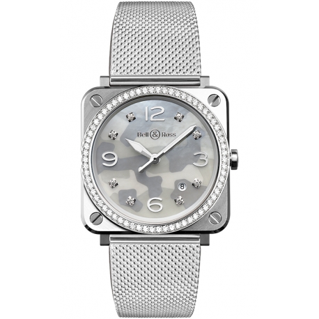 BRS-CAMO-ST-LGD/ST Bell & Ross BR S Quartz Camouflage Diamonds Mesh 39 mm Watch