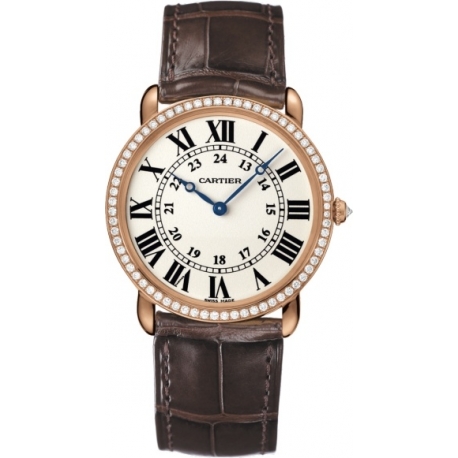 Cartier Ronde Louis Gold Diamond Mens Watch WR000651