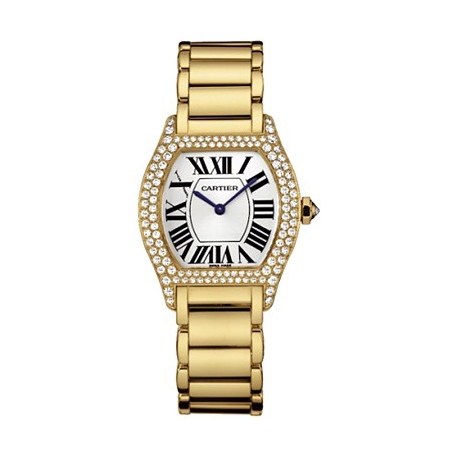Cartier Tortue 18K Yellow Gold Diamond Ladies Watch WA5048W8