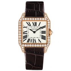 Cartier Santos Dumont Rose Gold Diamond Womens Watch WH100351