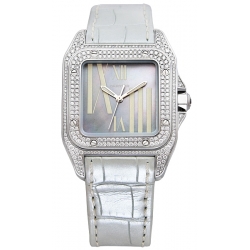 Cartier Santos 100 Unisex White Gold Diamond Watch WM503251
