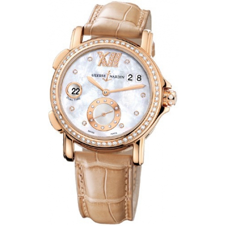 Ulysse Nardin GMT Big Date Rose Gold Diamond Watch 246-22B/391