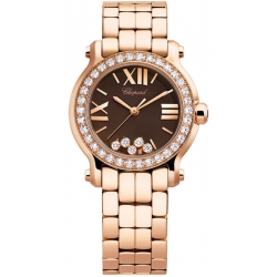Chopard Happy Sport Chocolate Dial Rose Gold Diamond Watch 274189-5008