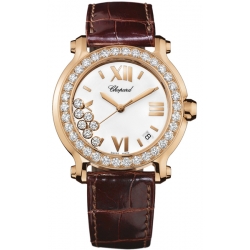Chopard Happy Sport Womens Rose Gold Diamond Watch 277473-5001