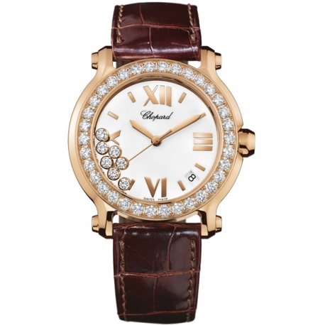 Chopard Happy Sport Womens Rose Gold Diamond Watch 277473-5001