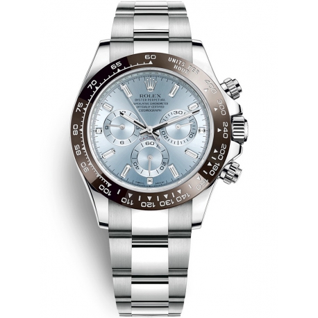 116506-0002 Rolex Oyster Cosmograph Daytona Platinum Ice Blue Dial Watch