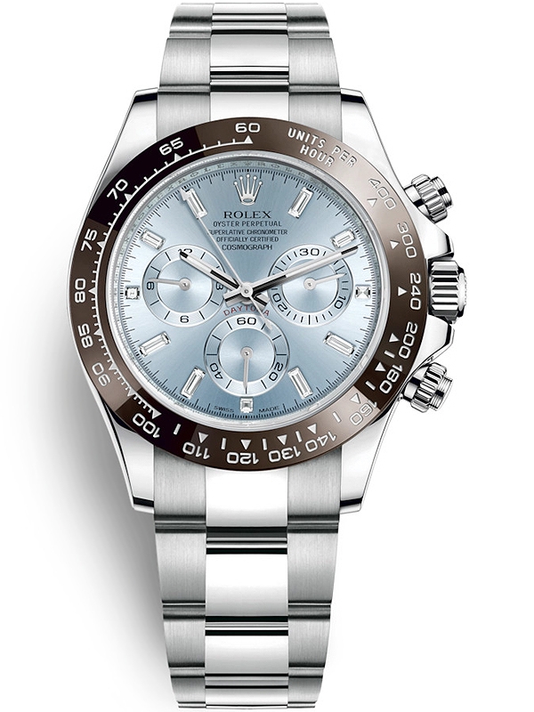 116506 Rolex Oyster Cosmograph Daytona Platinum Ice Blue Dial Watch