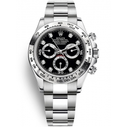 Rolex Cosmograph Daytona White Gold Black Dial Watch 116509