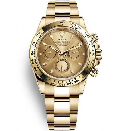 116508-0003 Rolex Oyster Cosmograph Daytona Yellow Gold Champagne Dial Watch