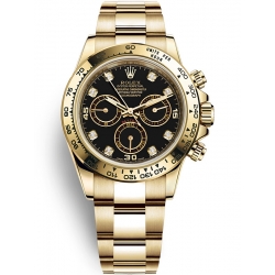 Rolex Cosmograph Daytona Yellow Gold Black Diamond Dial Watch 116508