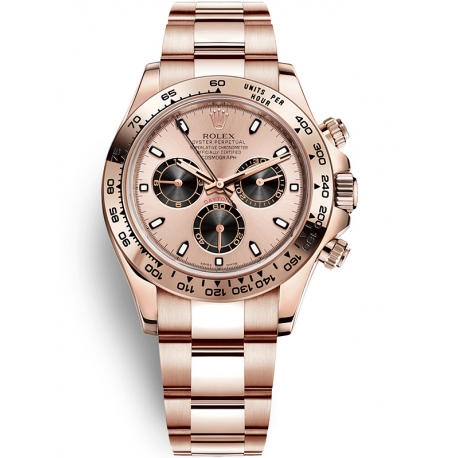 116505-0009 Rolex Oyster Cosmograph Daytona Everose Gold Pink Black Dial Watch