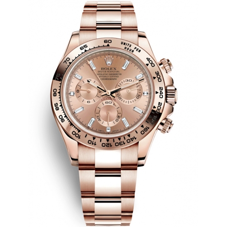 116505-0012 Rolex Oyster Cosmograph Daytona Everose Gold Diamond Pink Dial Watch