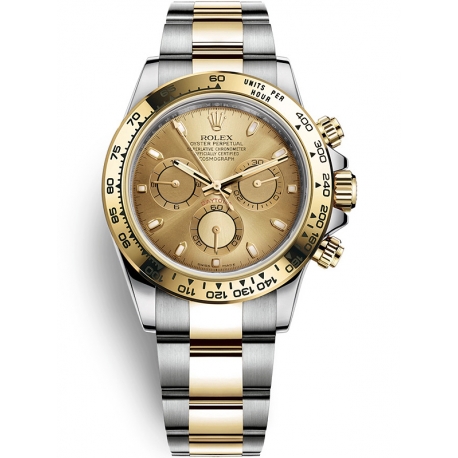 116503-0003 Rolex Oyster Cosmograph Daytona Steel Yellow Gold Champagne Dial Watch