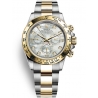 116503-0007 Rolex Oyster Daytona Steel Yellow Gold Diamond White MOP Dial Watch